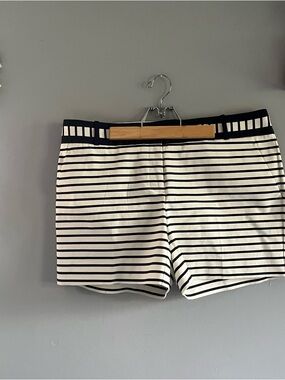 Express Navy and White High Waist Striped Shorts
